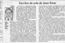 Escritos de arte de Jean Emar  [artículo] Sergio Martínez Baeza.