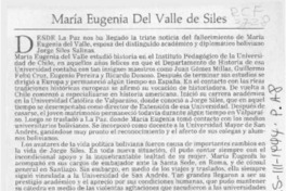 María Eugenia del Valle de Siles  [artículo] Ricardo Krebs.