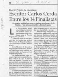 Escritor Carlos Cerda entre los 14 finalistas  [artículo].