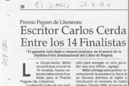 Escritor Carlos Cerda entre los 14 finalistas  [artículo].