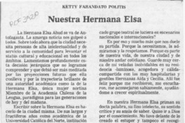 Nuestra Hermana Elsa  [artículo] Ketty Farandato Politis.