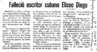 Falleció escritor cubano Eliseo Diego  [artículo].