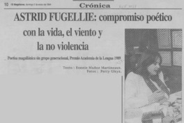Astrid Fugellie, compromiso poético con la vida, el viento y la no violencia  [artículo] Ronnie Muñoz Maretineaux.