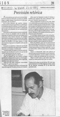 Previsión retórica  [artículo] Enrique Araya Gómez.