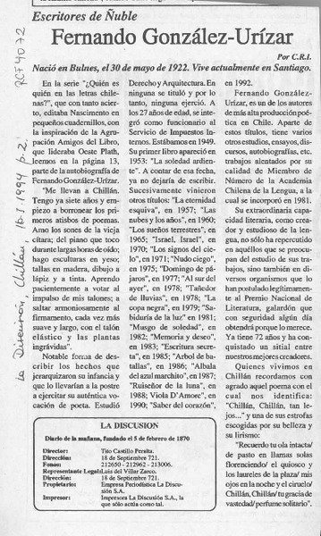 Fernando González-Urízar  [artículo] C. R. I.