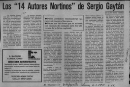Los "14 Autores Nortinos" de Sergio Gaytán  [artículo] Osvaldo Maya Cortés.