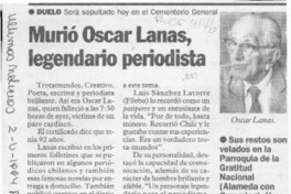 Murió Oscar Lanas, legendario periodista  [artículo].