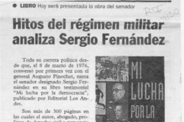 Hitos del régimen militar analiza Sergio Fernández  [artículo].