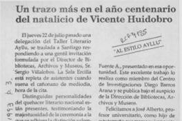 Un trazo más en el año centenario del natalicio de Vicente Huidobro