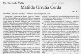 Matilde Urrutia Cerda  [artículo] C. R. I.
