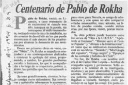 Centenario de Pablo de Rokha  [artículo] H. R. Cortés.