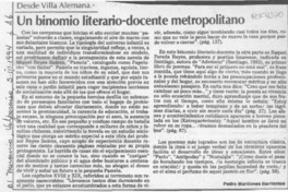 Un binomio literario-docente metropolitano  [artículo] Pedro Mardones Barrientos.