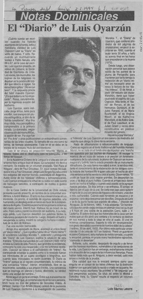 El "Diario" de Luis Oyarzún  [artículo] Luis Sánchez Latorre.