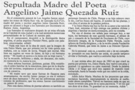 Sepultada madre del poeta angelino Jaime Quezada Ruiz  [artículo].
