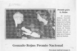 Gonzalo Rojas, Premio Nacional  [artículo] Juan Gabriel Araya G.
