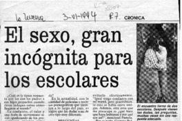 El sexo, gran incógnita para los escolares  [artículo] Pamela Sotomayor F.