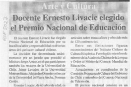 Docente Ernesto Livacic elegido el Premio Nacional de Literatura  [artículo].