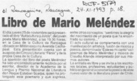 Libro de Mario Meléndez  [artículo].