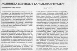 Gabriela Mistral y la "calidad total"  [artículo] Julián González Reyes.
