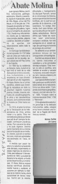 Abate Molina  [artículo] Matías Rafide.