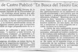 Pbro. Juan de Castro publicó "En busca del tesoro escondido"  [artículo].