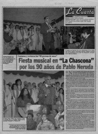 Fiesta musical en "La Chascona" por los 90 años de Pablo Neruda  [artículo].