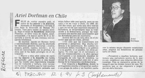 Ariel Dorfman en Chile  [artículo].