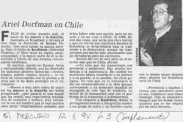 Ariel Dorfman en Chile  [artículo].
