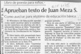 Aprueban texto de Juan Meza S.  [artículo].