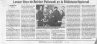 Lanzan libro de Beinish Peliowski en la Biblioteca Nacional  [artículo] José Miguel Varas.