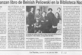 Lanzan libro de Beinish Peliowski en la Biblioteca Nacional  [artículo] José Miguel Varas.
