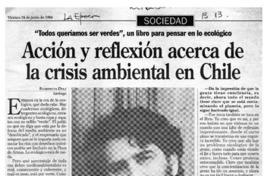 Acción y reflexión acerca de la crisis ambiental en Chile  [artículo] Florencia Díaz.
