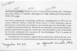 Alfonso Calderón, Pedro Lastra y Carlos Santander, eds., "Antología del cuento chileno" Miguel Gomes.