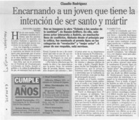 Encarnando a un joven que tiene la intención de ser santo y mártir  [artículo] Alejandra Gajardo.