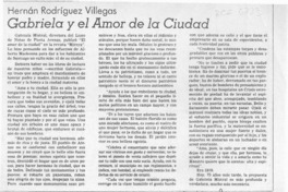 Gabriela y el amor de la ciudad  [artículo] Hernán Rodríguez Villegas.