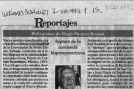 Ruptura de la conciencia hispanoamericana  [artículo] Hugo Montes Brunet.