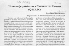 Homenaje póstumo a Carmen de Alonso  [artículo] Miguel Angel Díaz A.