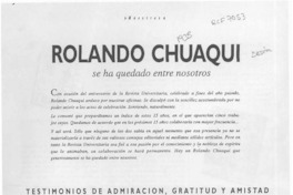 Rolando Chuaqui se ha quedado entre nosotros  [artículo] Renato Lewin.