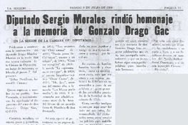 Diputado Sergio Morales rindió homenaje a la memoria de Gonzalo Drago Gac
