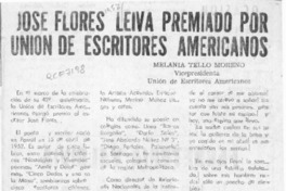 José Flores Leiva premiado por Unión de Escritores Americanos  [artículo] Melania Tello Moreno.
