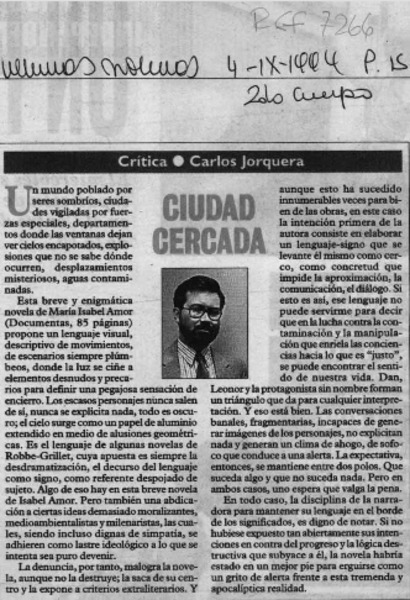 Ciudad cercada  [artículo] Carlos Jorquera.