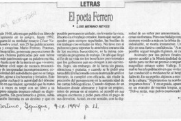 El poeta Mario Ferrero  [artículo] Luis Merino Reyes.