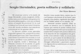 Sergio Hernández, poeta solitario y solidario  [artículo] Víctor Herrera.