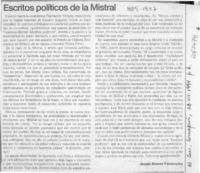 Escritos políticos de la Mistral  [artículo] Sergio Ramón Fuentealba.