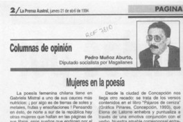 Mujeres en la poesía  [artículo] Pedro Muñoz Aburto.