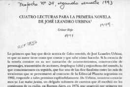 Cuatro lecturas para la primera novela de José Leandro Urbina  [artículo] Grínor Rojo.