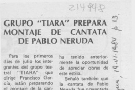 Grupo "Tiara" prepara montaje de cantata de Pablo Neruda