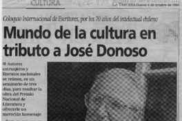 Mundo de la cultura en tributo a José Donoso  [artículo] Sergio Molleda B.
