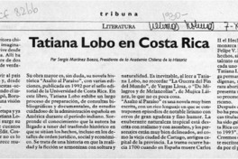 Tatiana Lobo en Costa Rica  [artículo] Sergio Martínez Baeza.