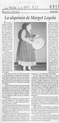 La alquimia de Margot Loyola  [artículo] Martín Ruiz.